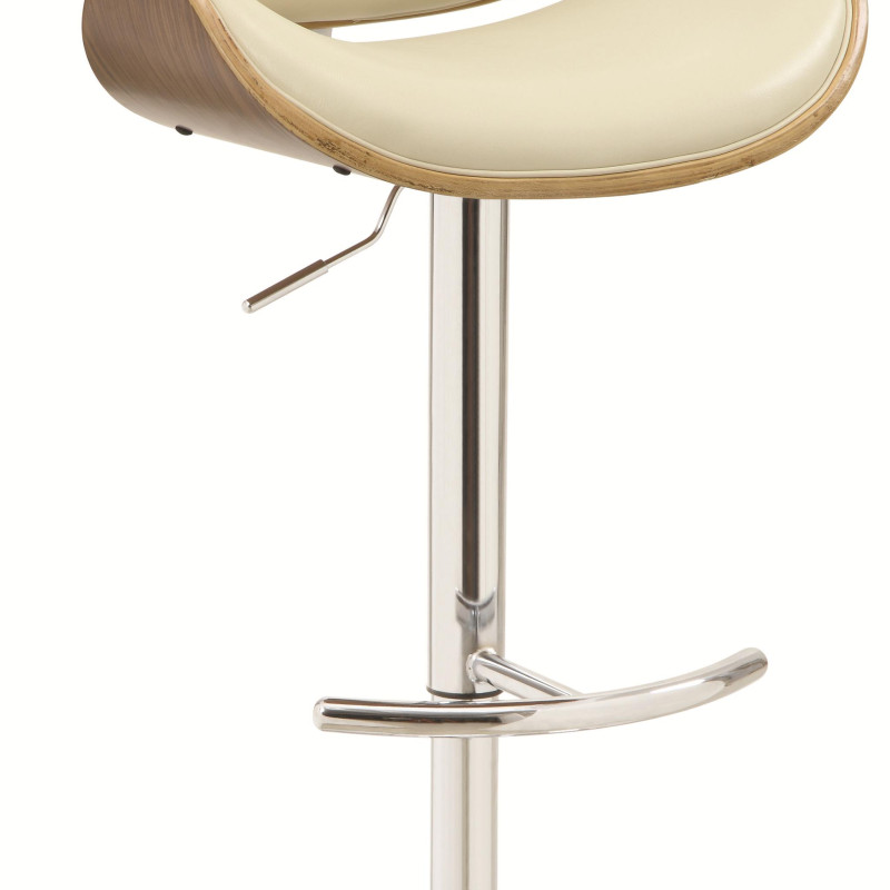 Bar Units and Bar Tables Adjustable Bar Stool with Ecru Upholstery and Wood Back