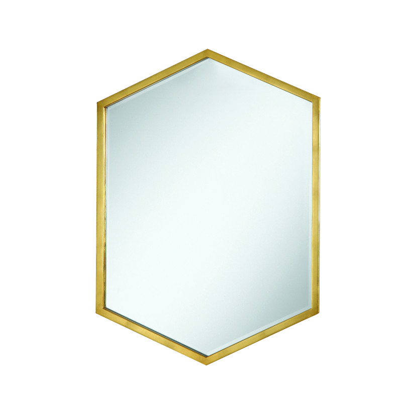 Accent Mirrors Hexagon Shaped Mirror With Gold Frame
