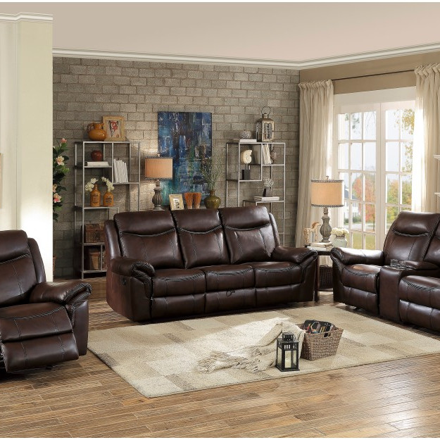 ARAM Sofa Group 3 Pc set Dark Brown