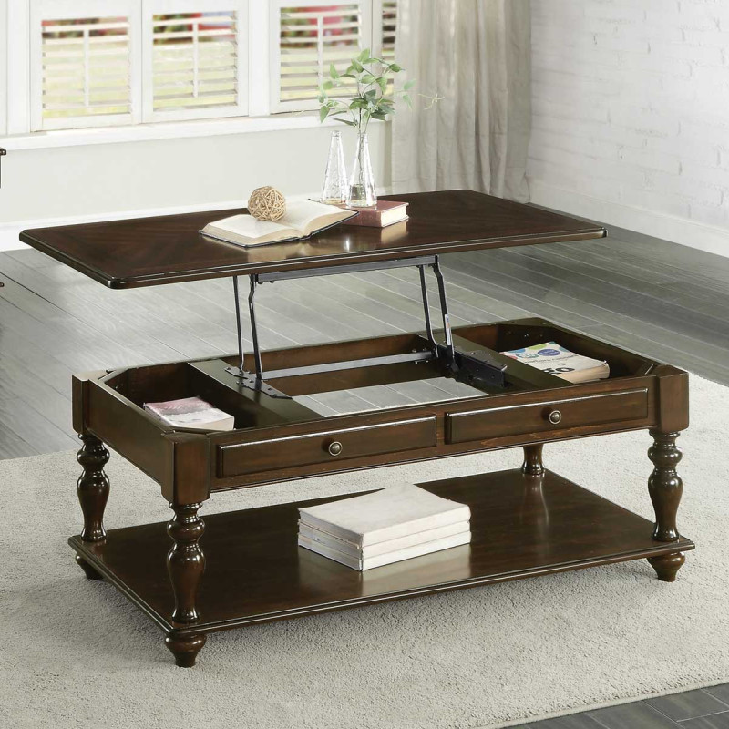 Lovington Cocktail Table with Lift Top on Casters - Espresso