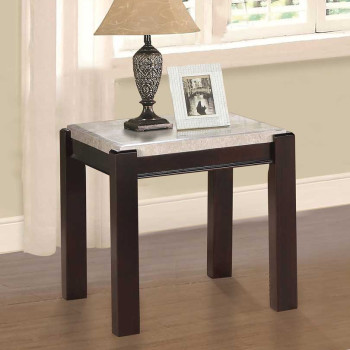 Festus End Table - Marble Top - Dark Cherry