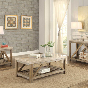 Ridley Cocktail/Coffee Table Set - Weathered Wood Finish