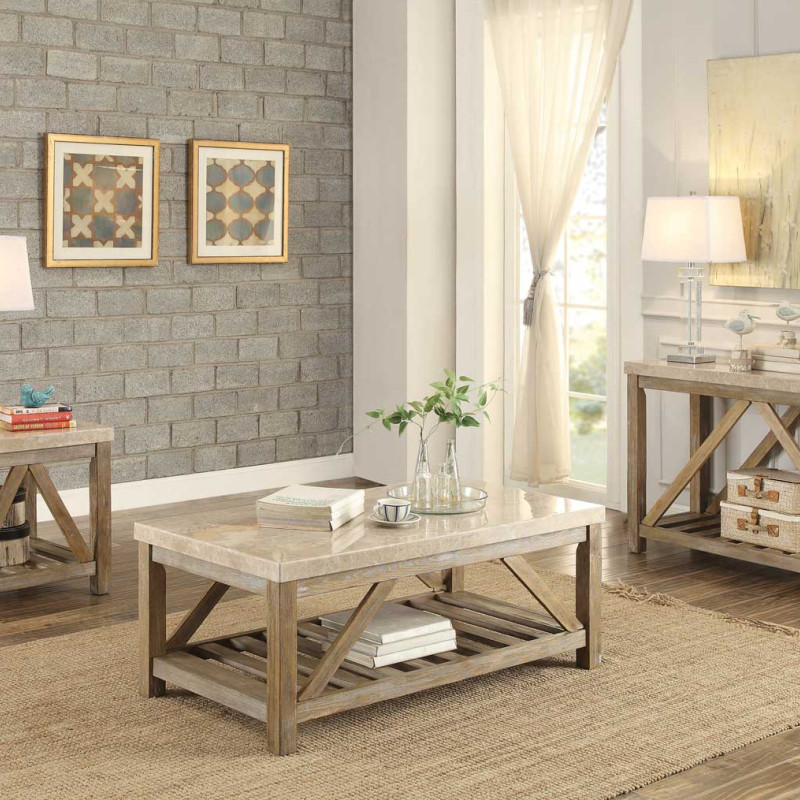 Ridley Cocktail/Coffee Table Set - Weathered Wood Finish