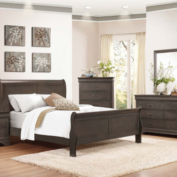 Mayville Sleigh Bedroom 4Pc Set - Stained Grey