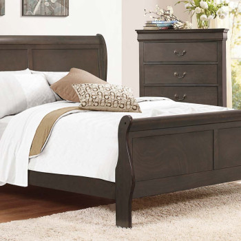 Mayville Queen Sleigh Bed - Stained Grey
