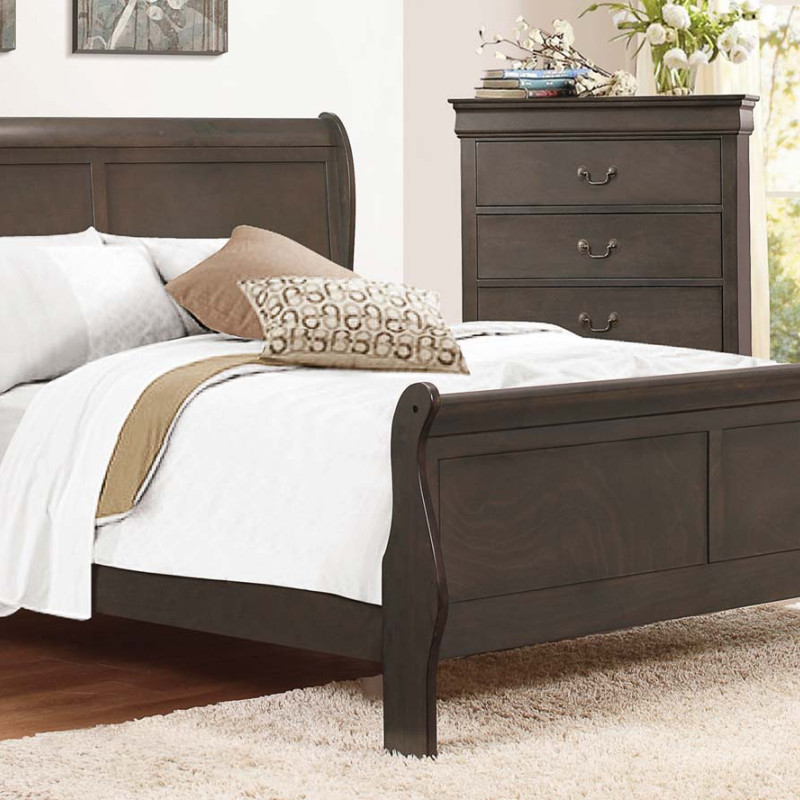 Mayville Queen Sleigh Bed - Stained Grey
