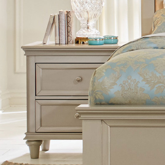 Celandine Upholstered Night Stand - Silver