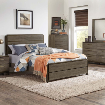 Vestavia Panel Bedroom Set 4 Pc - Grey/Dark Brown