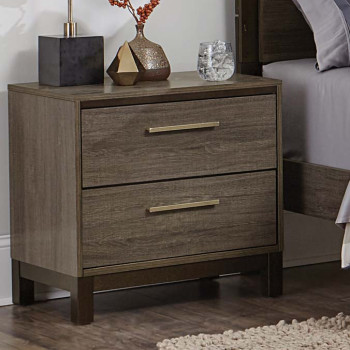 Vestavia Panel Night Stand - Grey/Dark Brown