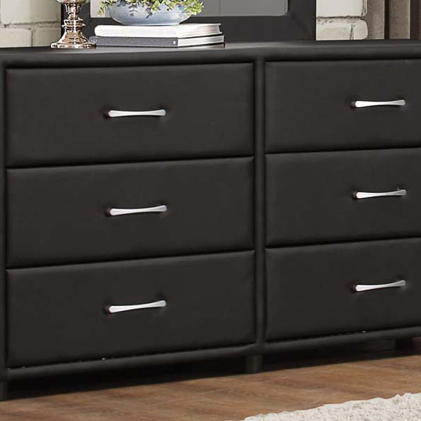 Lorenzi Upholstered Dresser - Black Vinyl