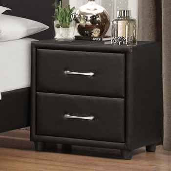 Lorenzi Upholstered Night Stand - Black Vinyl