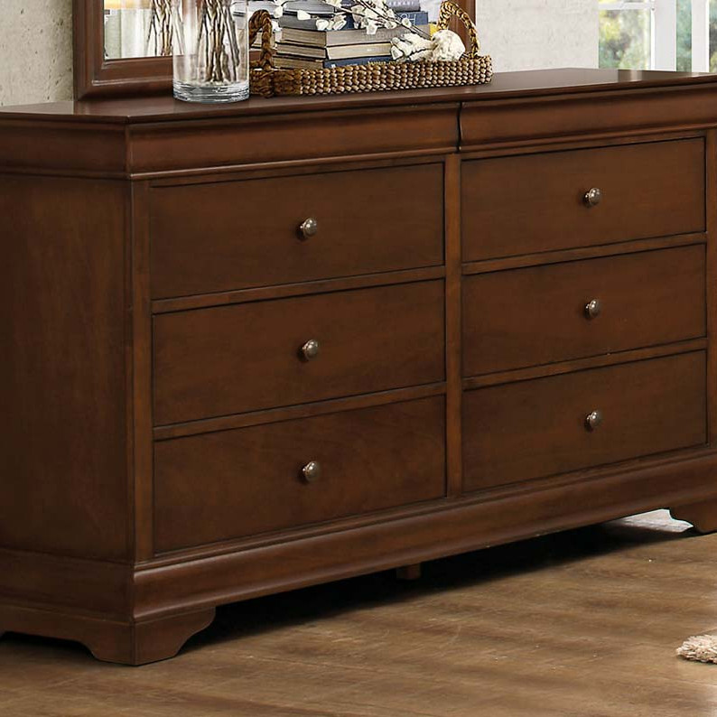 Abbeville Sleigh Dresser with Two Hidden Drawers - Brown Cherry