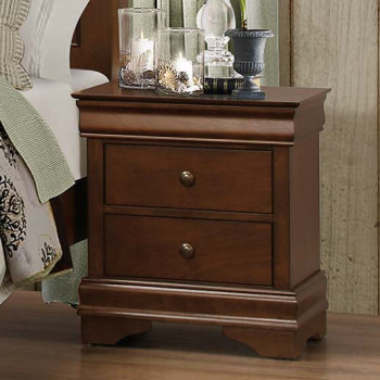 Abbeville Sleigh Night Stand with Hidden Drawer - Brown Cherry