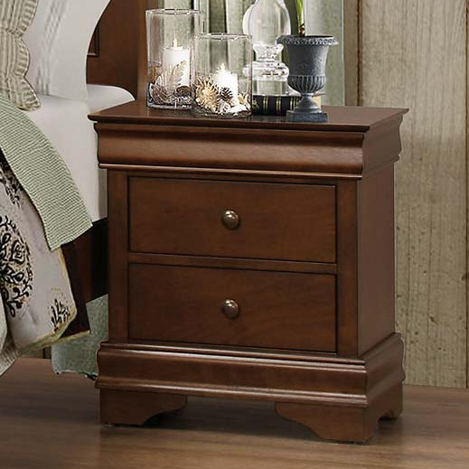 Abbeville Sleigh Night Stand with Hidden Drawer - Brown Cherry