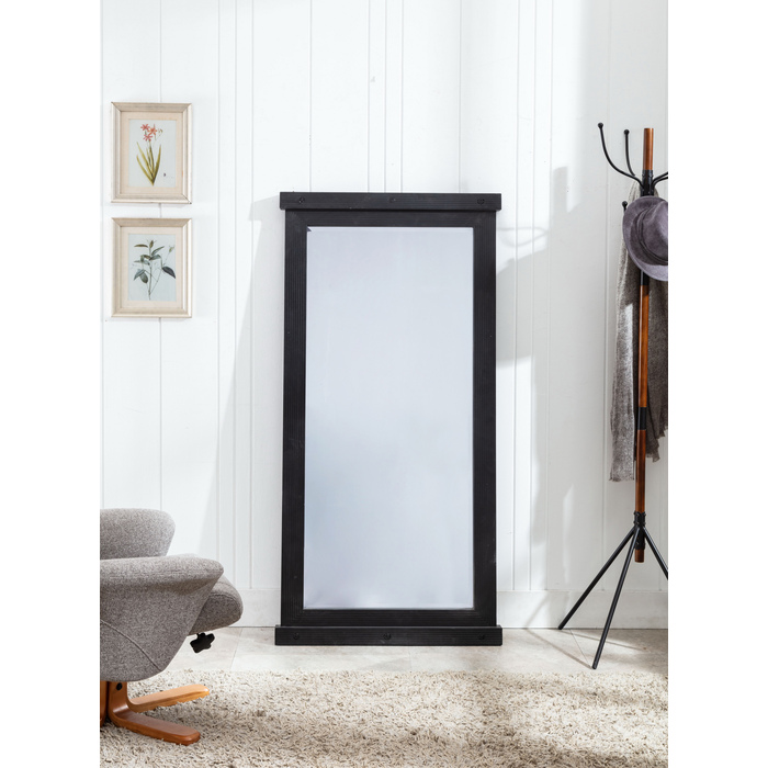7102 BLACK 31.5x63 Wooden Beveled Wall Mirror
