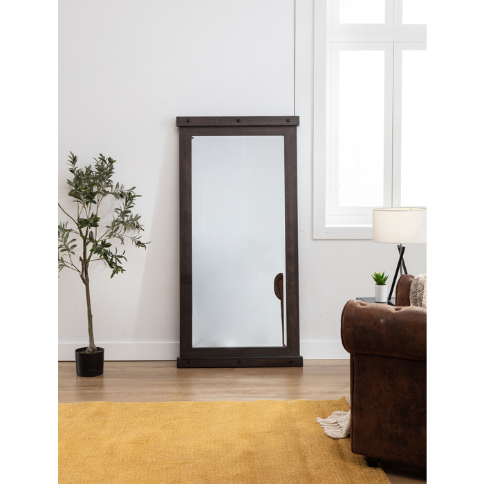 7101 DARK BROWN 31.5x63 Wooden Beveled Wall Mirror