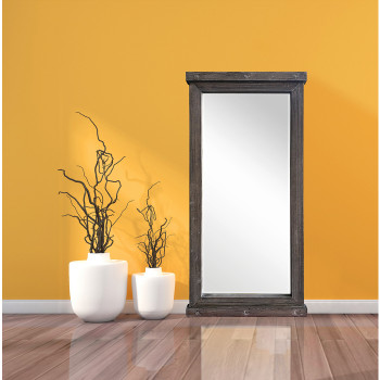 7100 GRAY 31.5x63 Wooden Beveled Wall Mirror