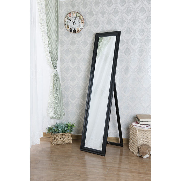 7059-BK BLACK Full Length Standing Modern Beveled Mirror
