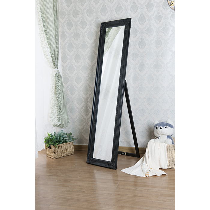 7057-BK BLACK Full Length Standing Ornamental Mirror