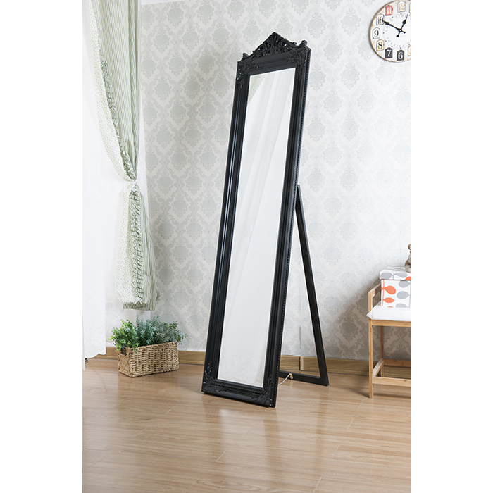 7055-BK BLACK Full Length Standing Crown Mirror