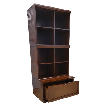 3686-3ST 3 Stack BROWN Pulaski Wooden Quad Shelves Storage w/ Drawer Base