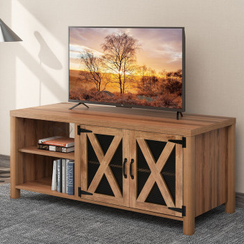 3669 BROWN Barn Doors TV Stand Entertainment Center