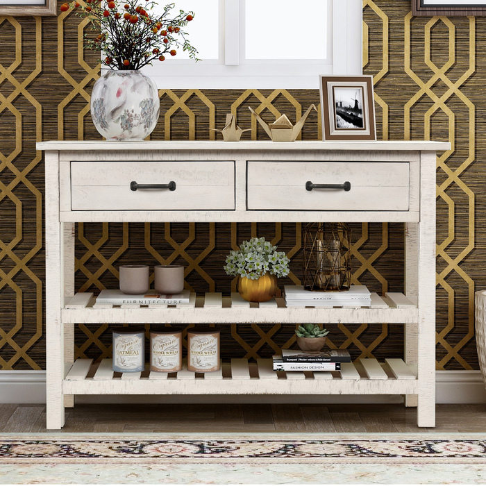 3610 WHITE Retro Hall Entryway Console Table