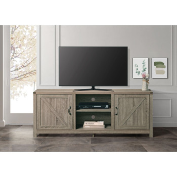 2057 70 in. L TAUPE Faux Wood Paper Laminated TV Stand