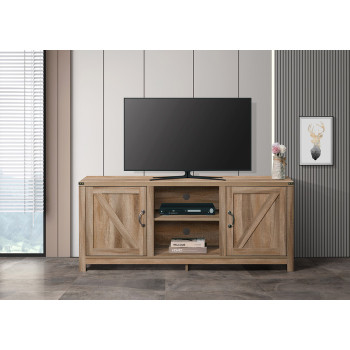 2053 59 in. L RUSTIC OAK Faux Wood Paper Laminated TV Stand
