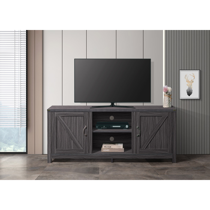 2050 59 in. L GRAY Faux Wood Paper Laminated TV Stand