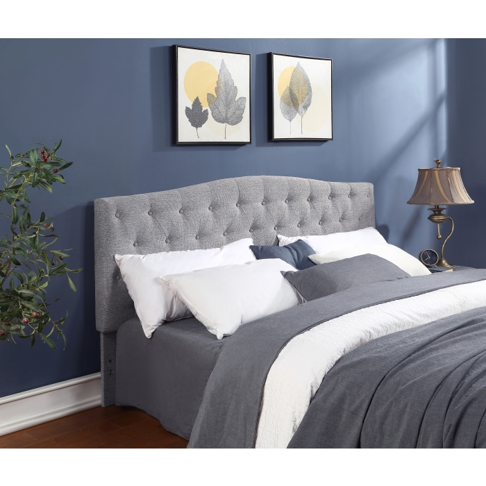 9BX02-EKING-LGR LIGHT GRAY Linen Camelback Headboard Only - EASTERN KING