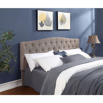 9BX02-EKING-BR BROWN Linen Camelback Headboard Only - EASTERN KING