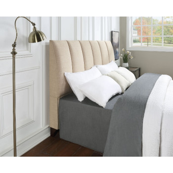 9B219-QUEEN-BG BEIGE Linen Channel Headboard Only - QUEEN