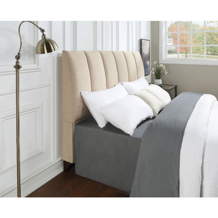 9B219-QUEEN-BG BEIGE Linen Channel Headboard Only - QUEEN