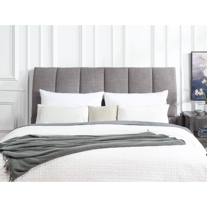 9B219-EKING-GR GRAY Linen Channel Headboard Only - EASTERN KING