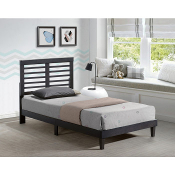 7662-TWIN CAPPUCCINO Mid-Century Modern Wooden Platform Bed - TWIN XL