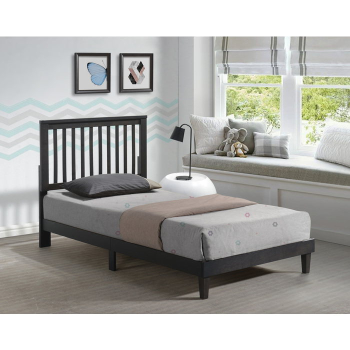 7658-QUEEN CAPPUCCINO Mission Modern Wooden Platform Bed - QUEEN