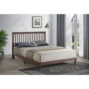 7656-TWIN BROWN Mission Modern Wooden Platform Bed - TWIN XL
