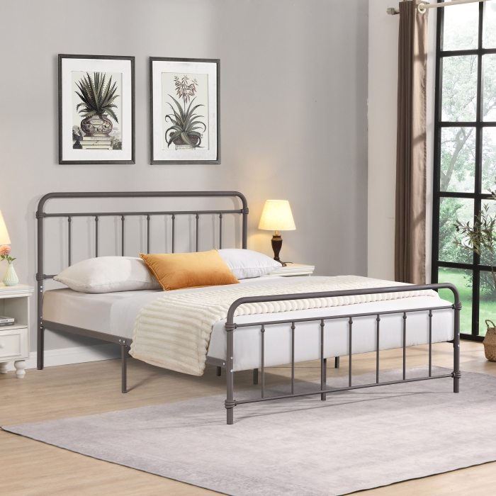 7655-FULL COPPER Farmhouse Classic Metal Platform Bed - FULL