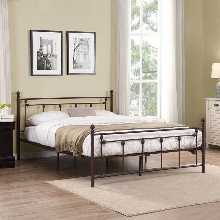 7638-QUEEN COPPER Victorian Metal Platform Bed - QUEEN