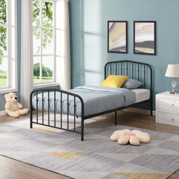 7631-TWIN BLACK Vintage Victorian Arc Metal Platform Bed - TWIN