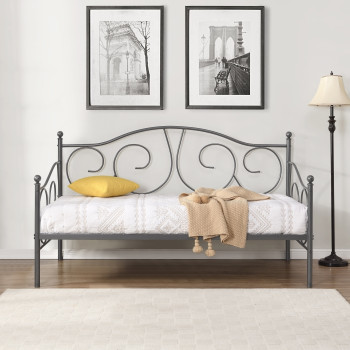 7630 DARK GRAY Glossy Victoria Metal Daybed - TWIN