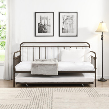 7628 COPPER Farmhouse Classic Metal Day Bed w/ Trundle - TWIN-TWIN