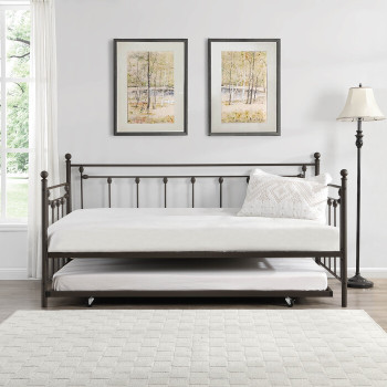 7622 COPPER Victorian Metal Daybed w/ Trundle - TWIN-TWIN