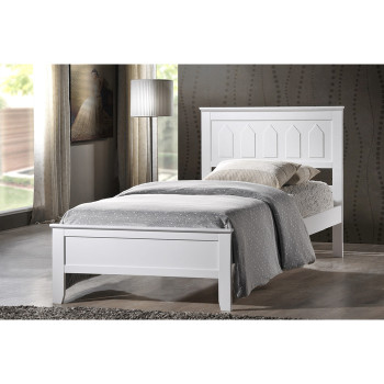 7582-TWIN-WH WHITE Wooden Platform Bed - TWIN