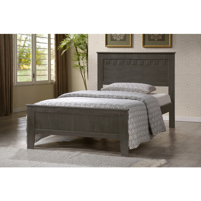 7581-TWIN-GR GRAY Wooden Platform Bed - TWIN