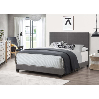 7565-FULL GRAY PU Bed Frame - FULL