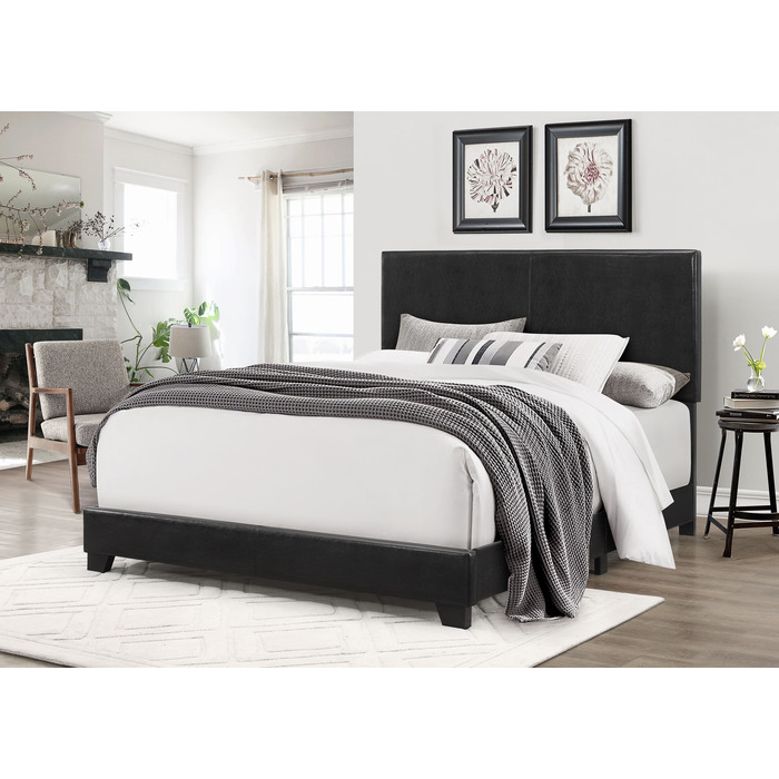 7563-TWIN BLACK PU Bed Frame - TWIN