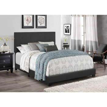 7554-FULL DARK GRAY Linen Bed Frame - FULL