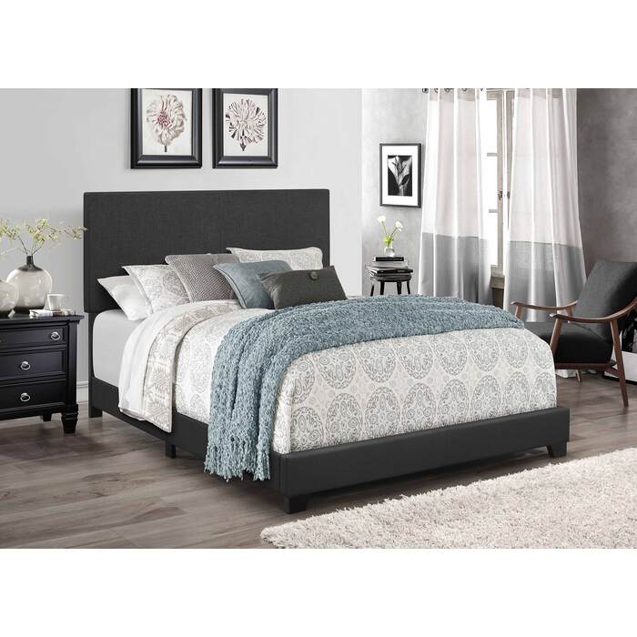 7554-QUEEN DARK GRAY Linen Bed Frame - QUEEN